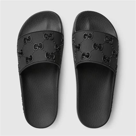 all black womens gucci slides|Gucci slides black worn.